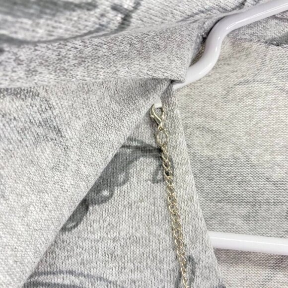 Alfred Dunner Womens Cardigan Sweater Size Large Gray Floral Removable Necklace - Picture 3 of 10